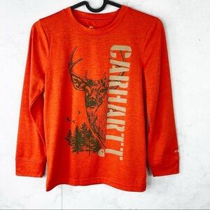 [Carhartt] Orange Long Sleeve Graphic T-Shirt